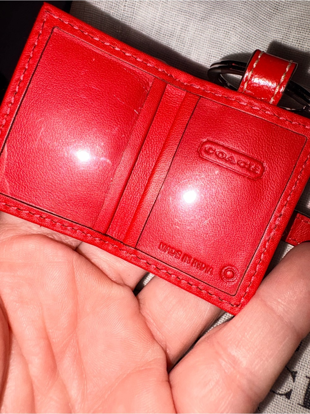 Coach Photo Book Y2K Red Signature Picture Frame Bag Charm Keychain - Picture 2 of 12